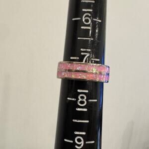 Sterling Silver pink opal ring size 7.5